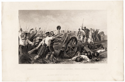 Attack of the Highlanders before Cawnpoke, under General Havelock